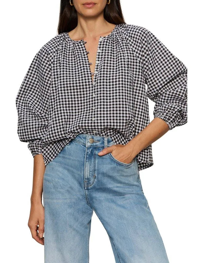 SANCTUARY Perfect Gingham Button Blouse