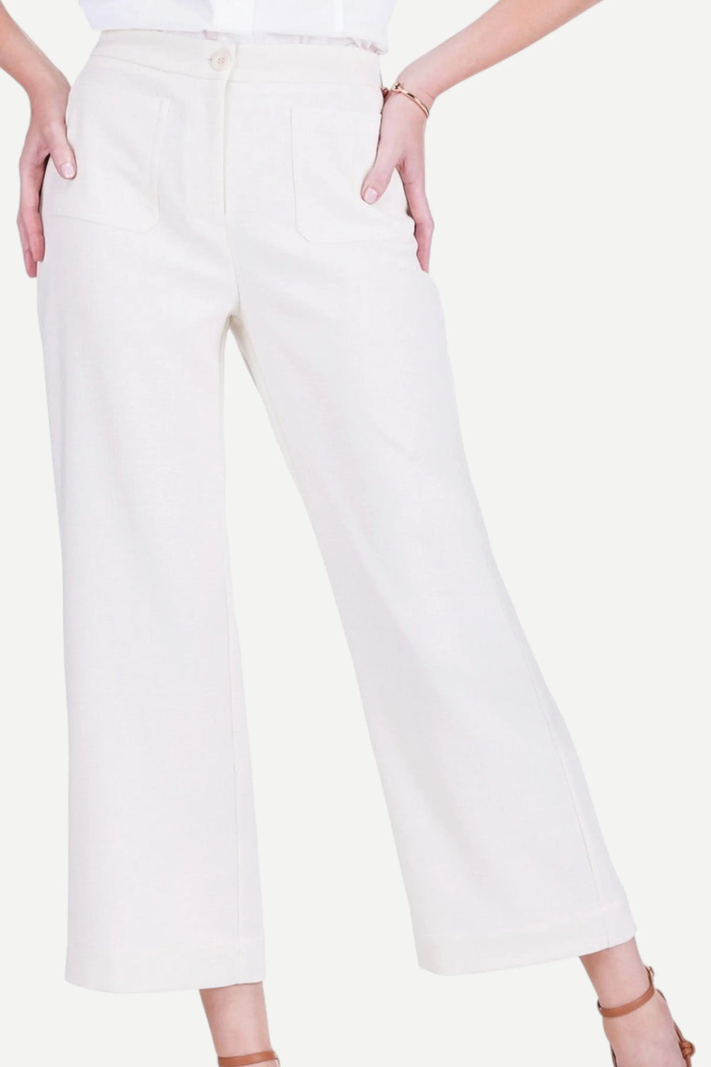 JADE White Pocket Crop Pant
