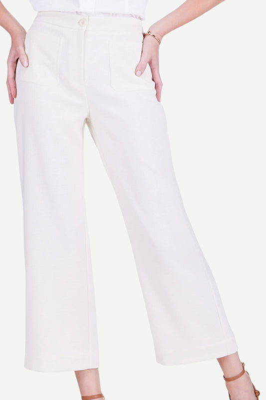 JADE White Pocket Crop Pant