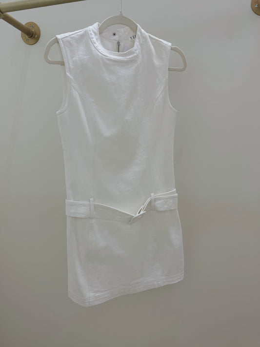 Hunter White Denim Belted Mini Dress