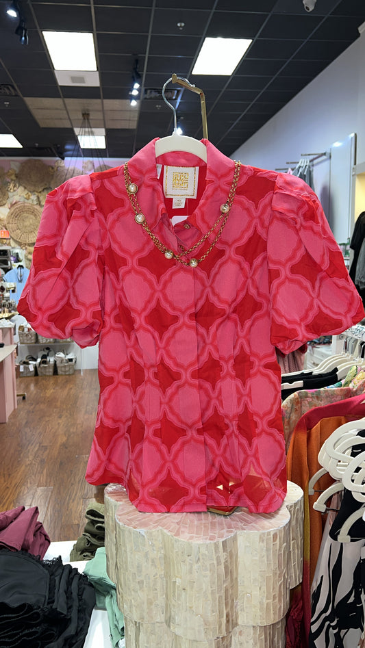 EMILY McCarthy Pink Britt Top Villa Jacquard