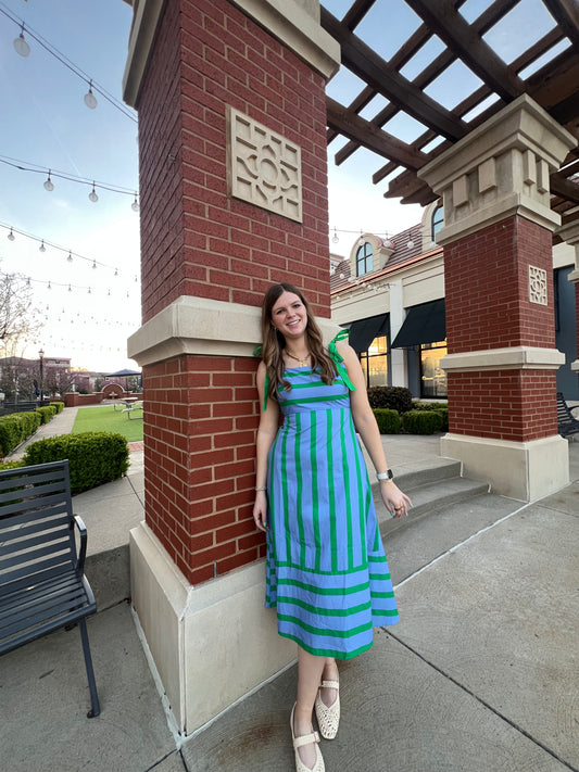Savannah Striped Dress with Tie Straps