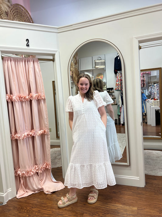 Morgan Eyelet Puff Sleeve Dress