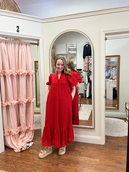 Morgan Eyelet Puff Sleeve Dress