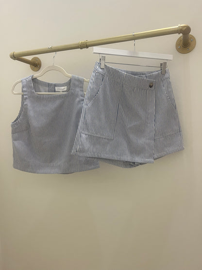 Take Me Out Blue Stripe Skort Set