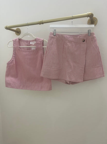 Take Me Out Red Stripe Skort Set