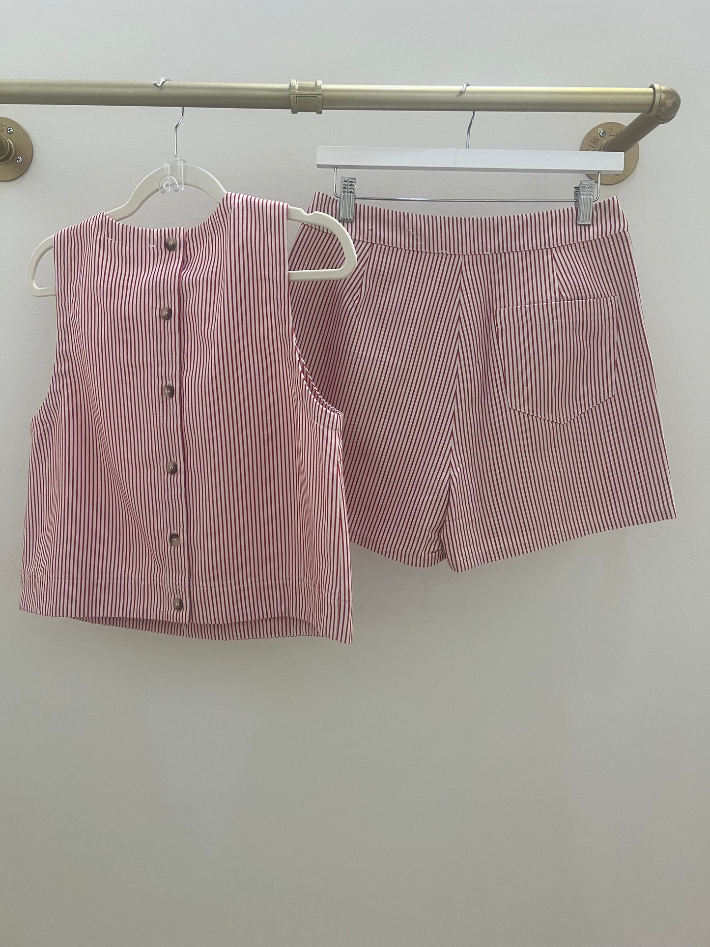 Take Me Out Red Stripe Skort Set