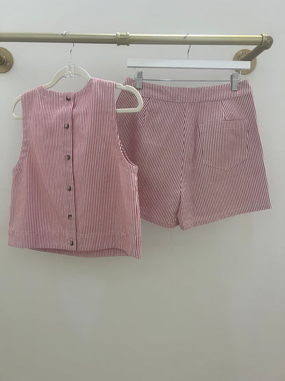 Take Me Out Red Stripe Skort Set