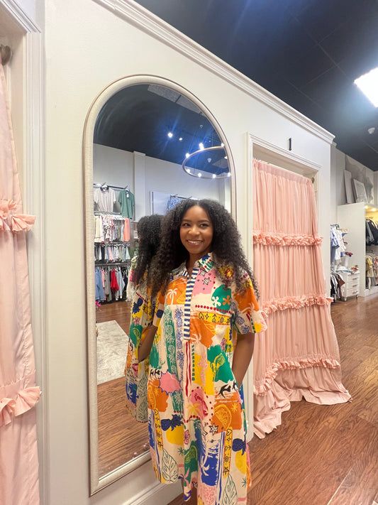 Hyatt Mult-Color Pineapple Midi Dress