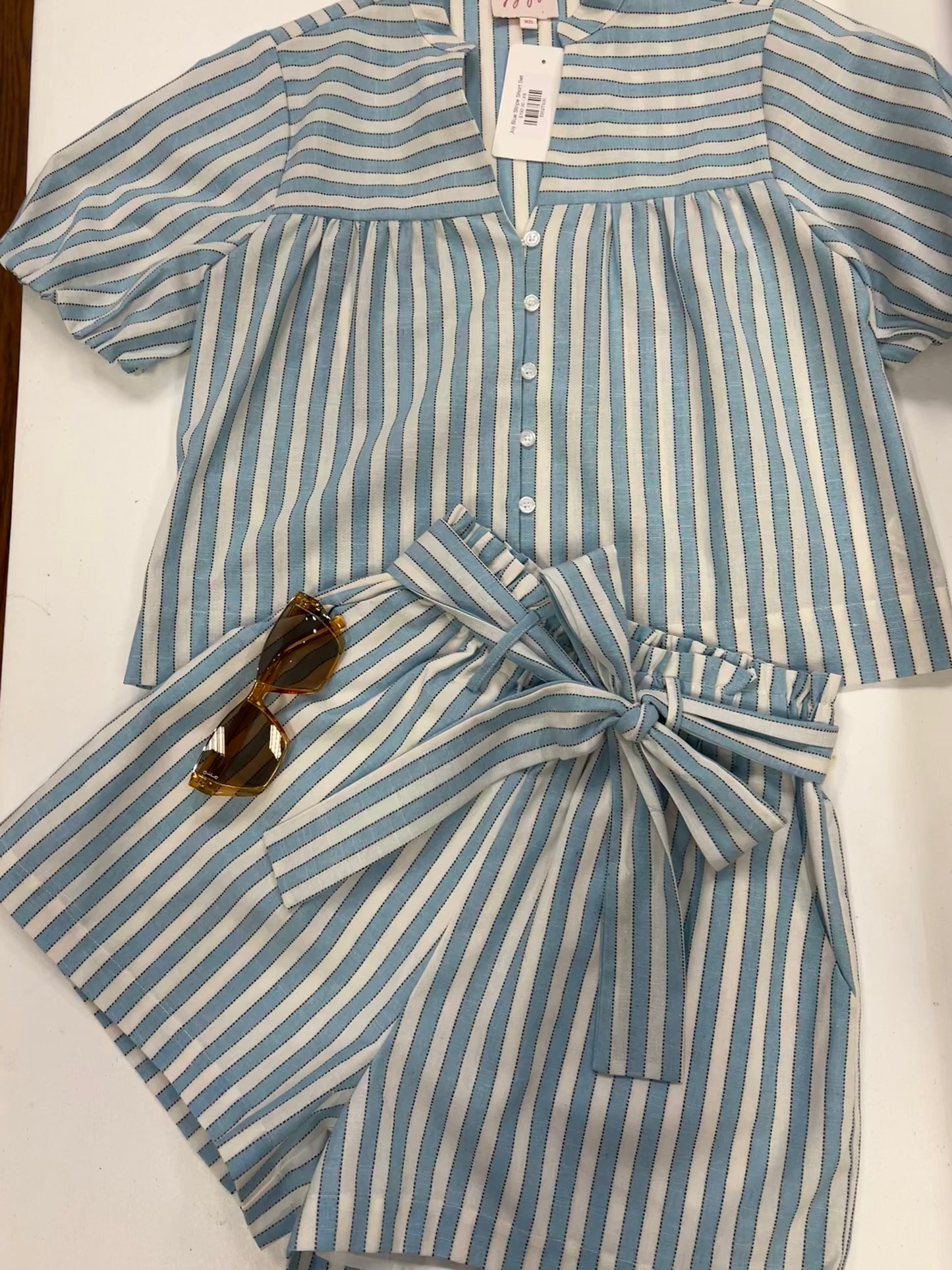 Joy Blue Stripe Short Set