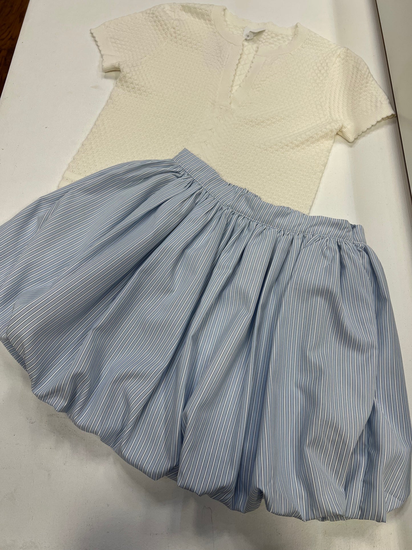 Light Blue Bubble Pinstripe Mini Skirt