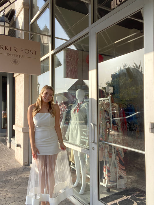 Snowbound Strapless Peekaboo Dress