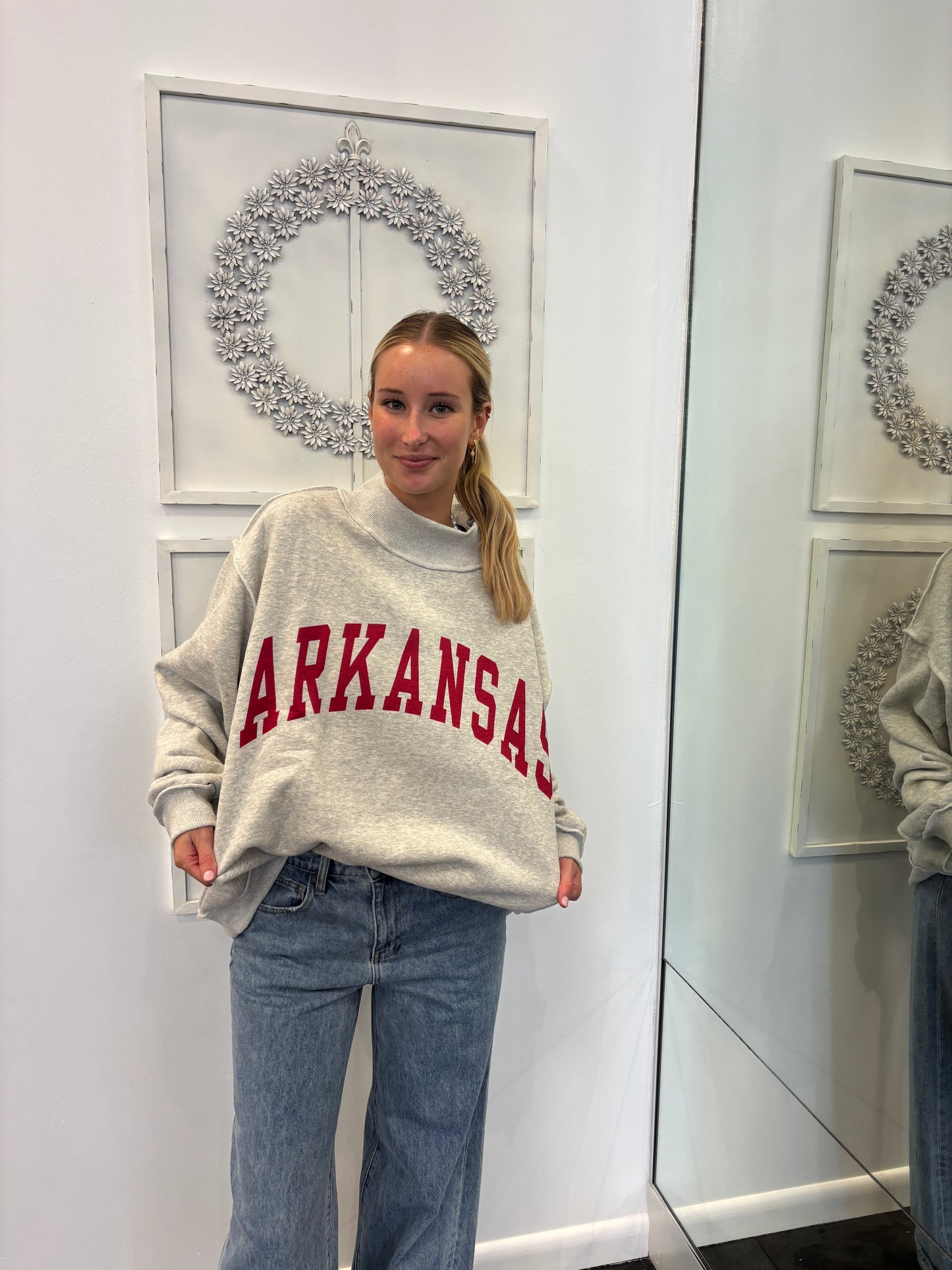 Reversable Arkansas Grey or White Sweatshirt