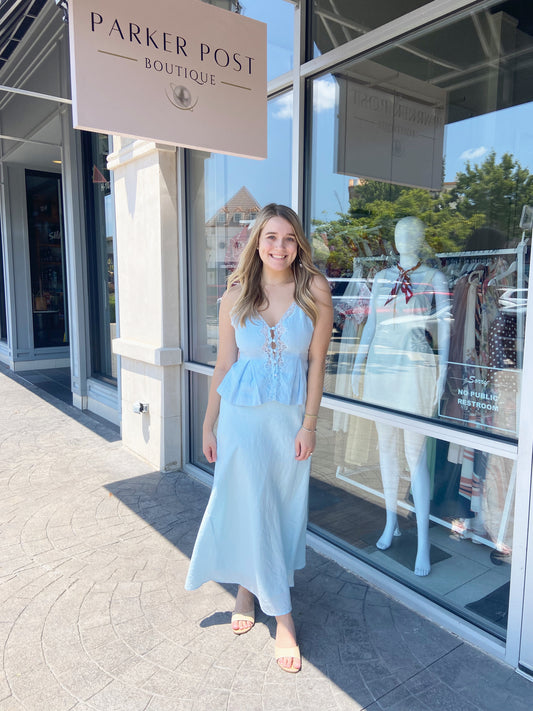 Maggie Light Blue Tank and Skirt Set