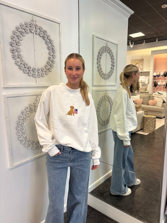 White American Dog Mock Neck Sweatshirt