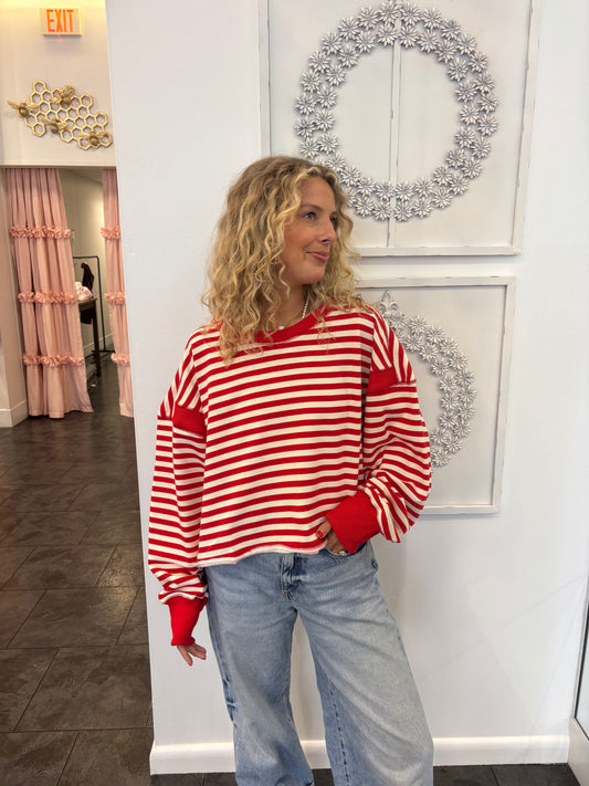 Red and Ivory Open Back Top