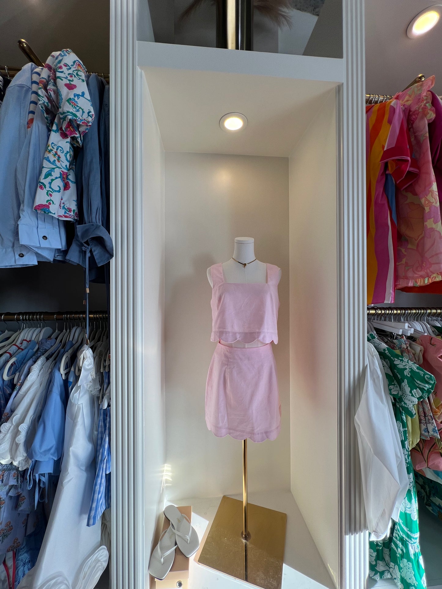 Evie Pink Linen Mini Skirt Set
