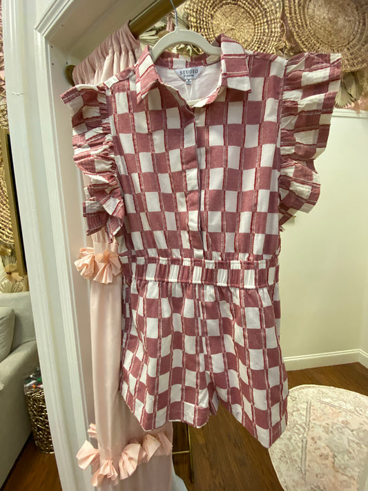 Mills Red and White Checkered Skort