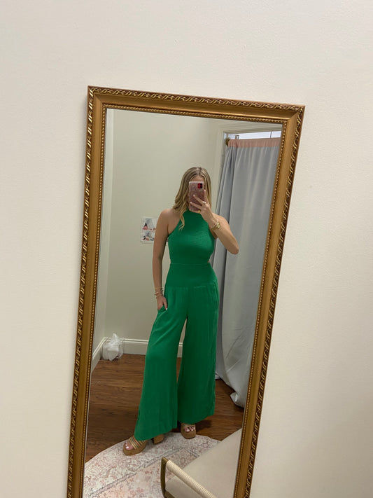 Sasha Kelly Green Halter Romper