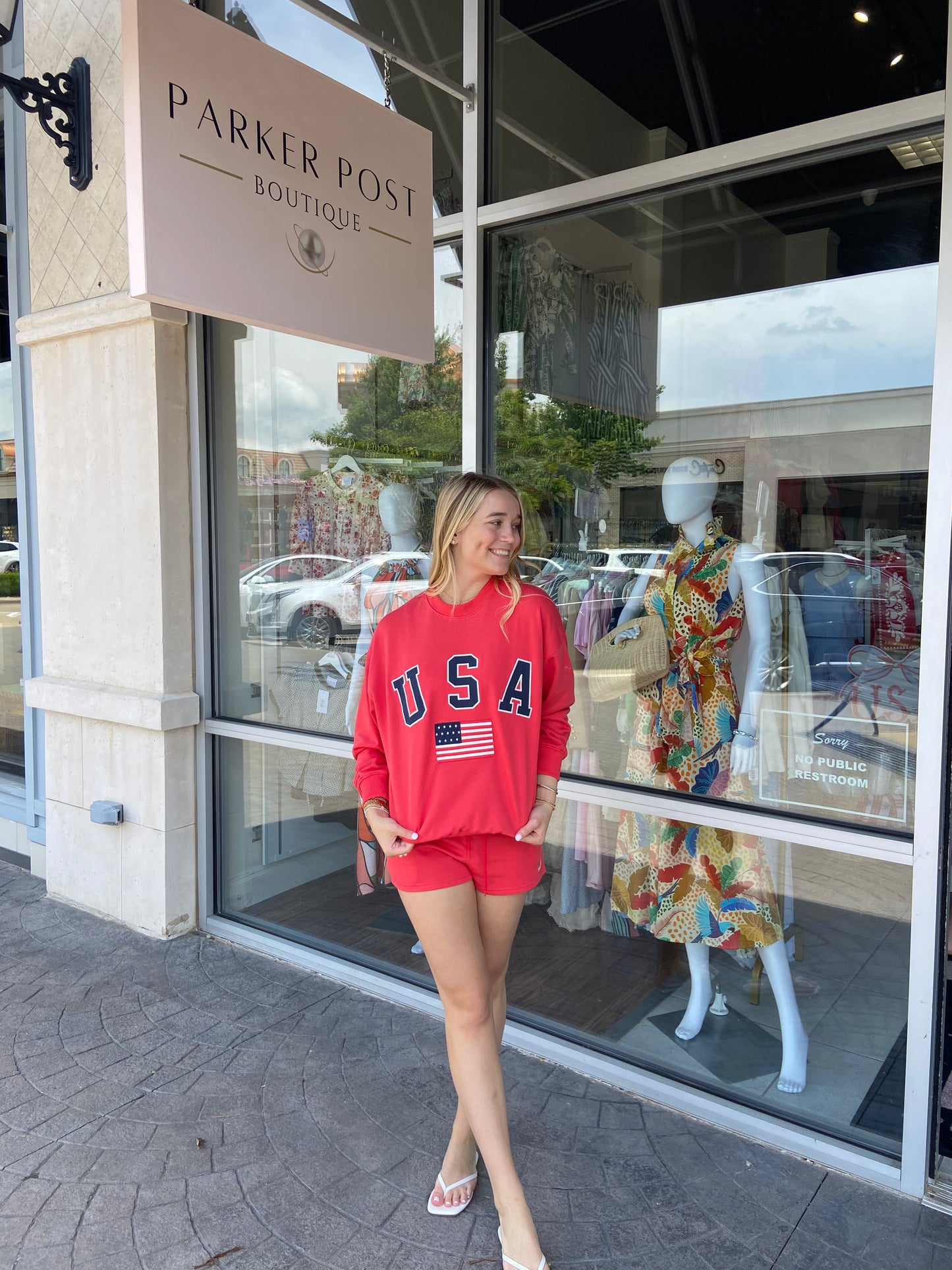 Freedom USA Mock Neck Sweatshirt and Short Set