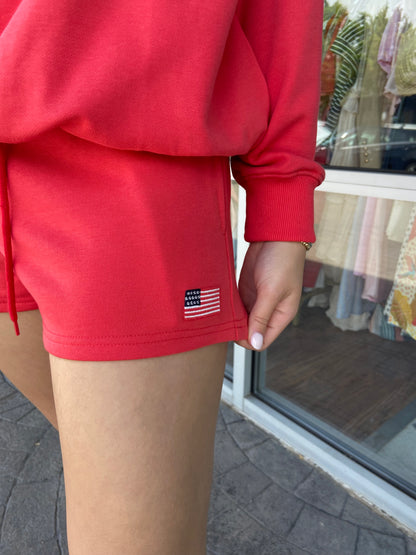 Freedom USA Mock Neck Sweatshirt and Short Set