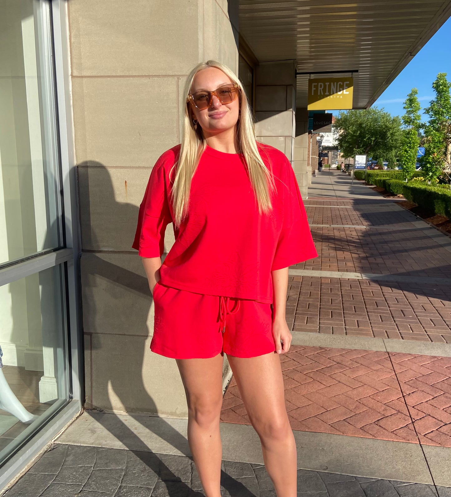 Little Red Rosey Short Set