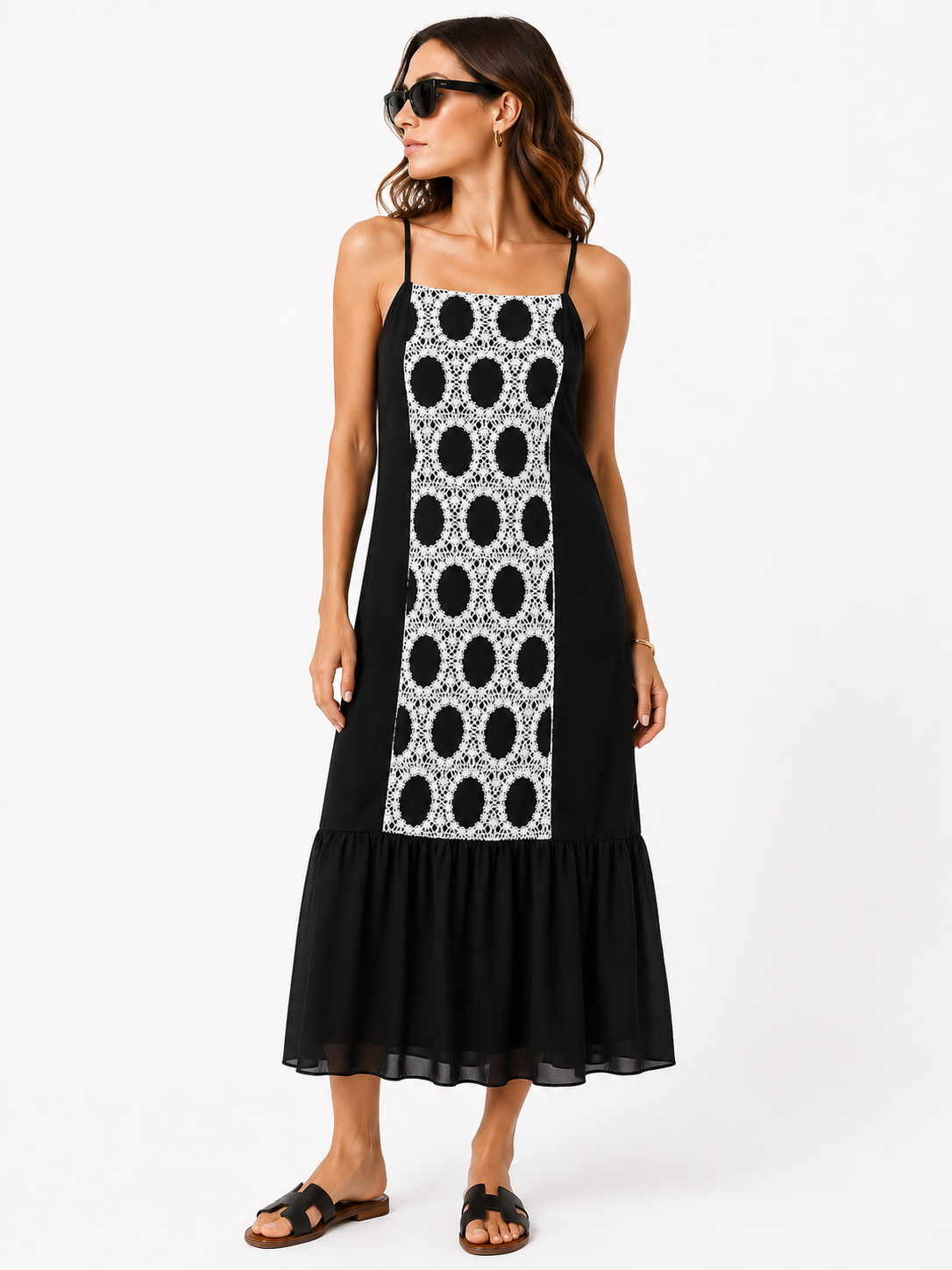 MIlly Crochet Velvet Long Dress