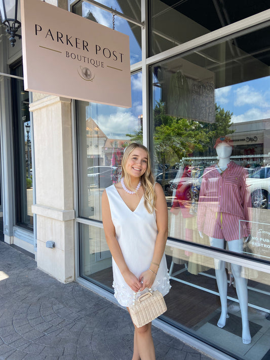 Sherry White Flower Mini Dress