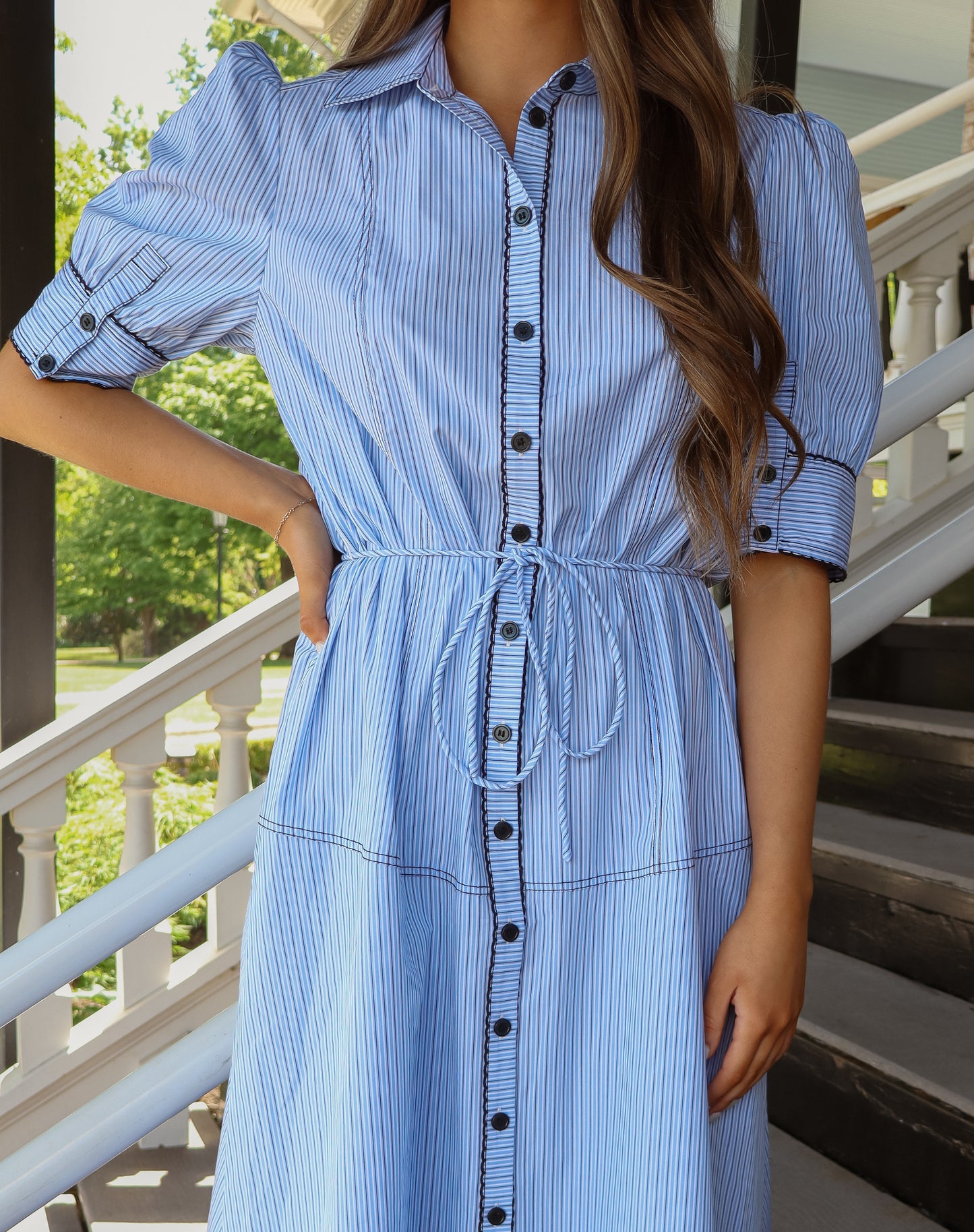 Cartolina Francesca Maxi Dress Maya Blue Stripe