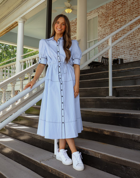 Cartolina Francesca Maxi Dress Maya Blue Stripe