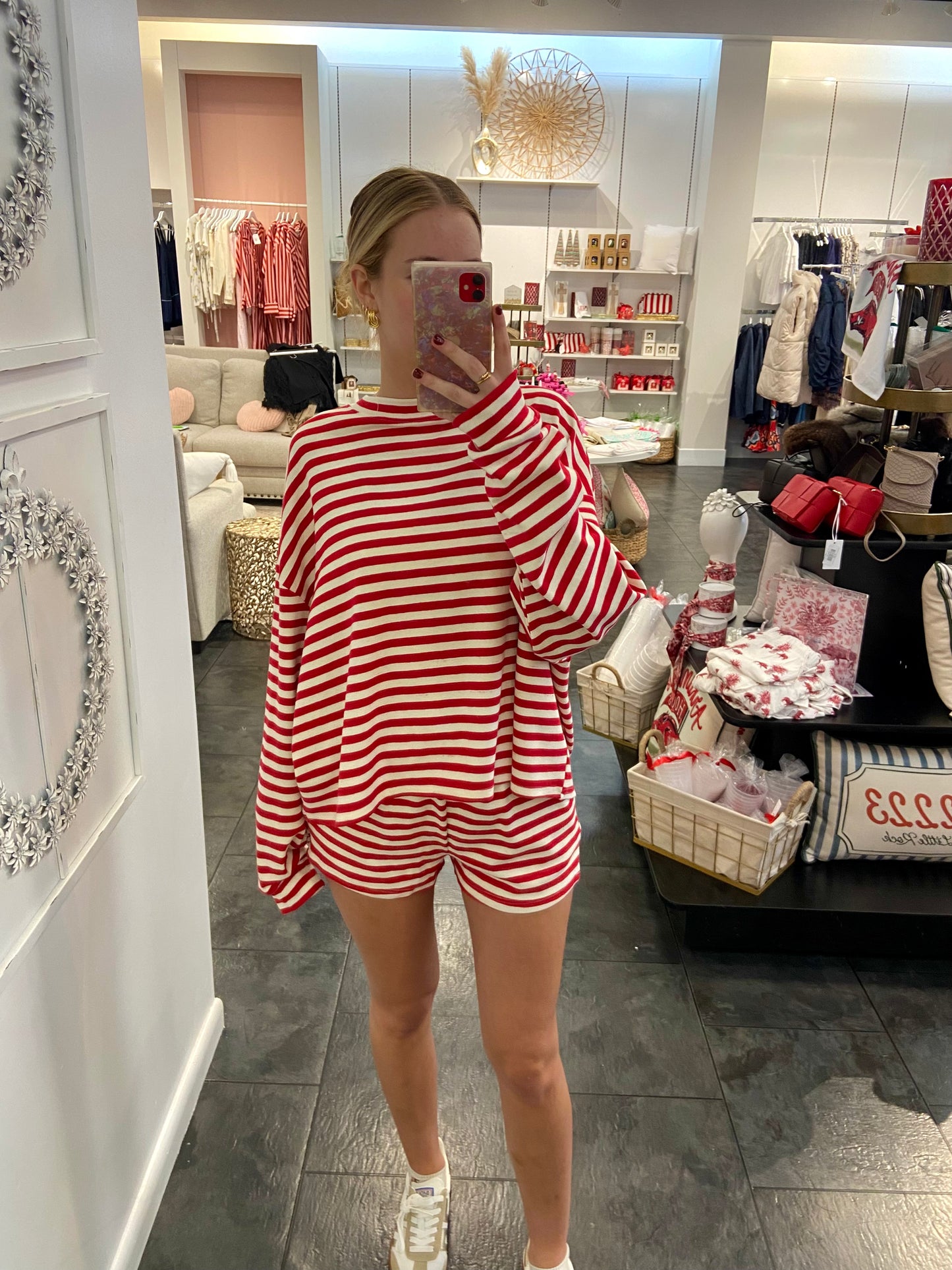 Grayson Red and White Stripped Top