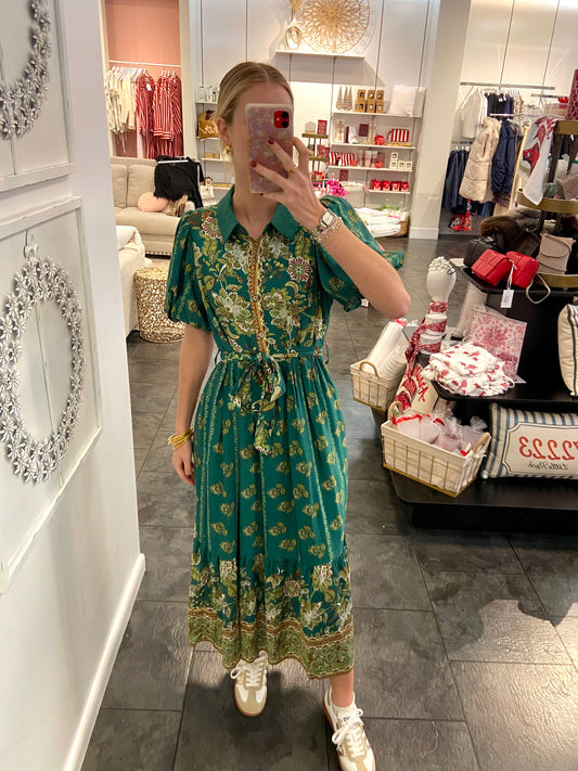 Wendy Green Floral Maxi Tie Dress