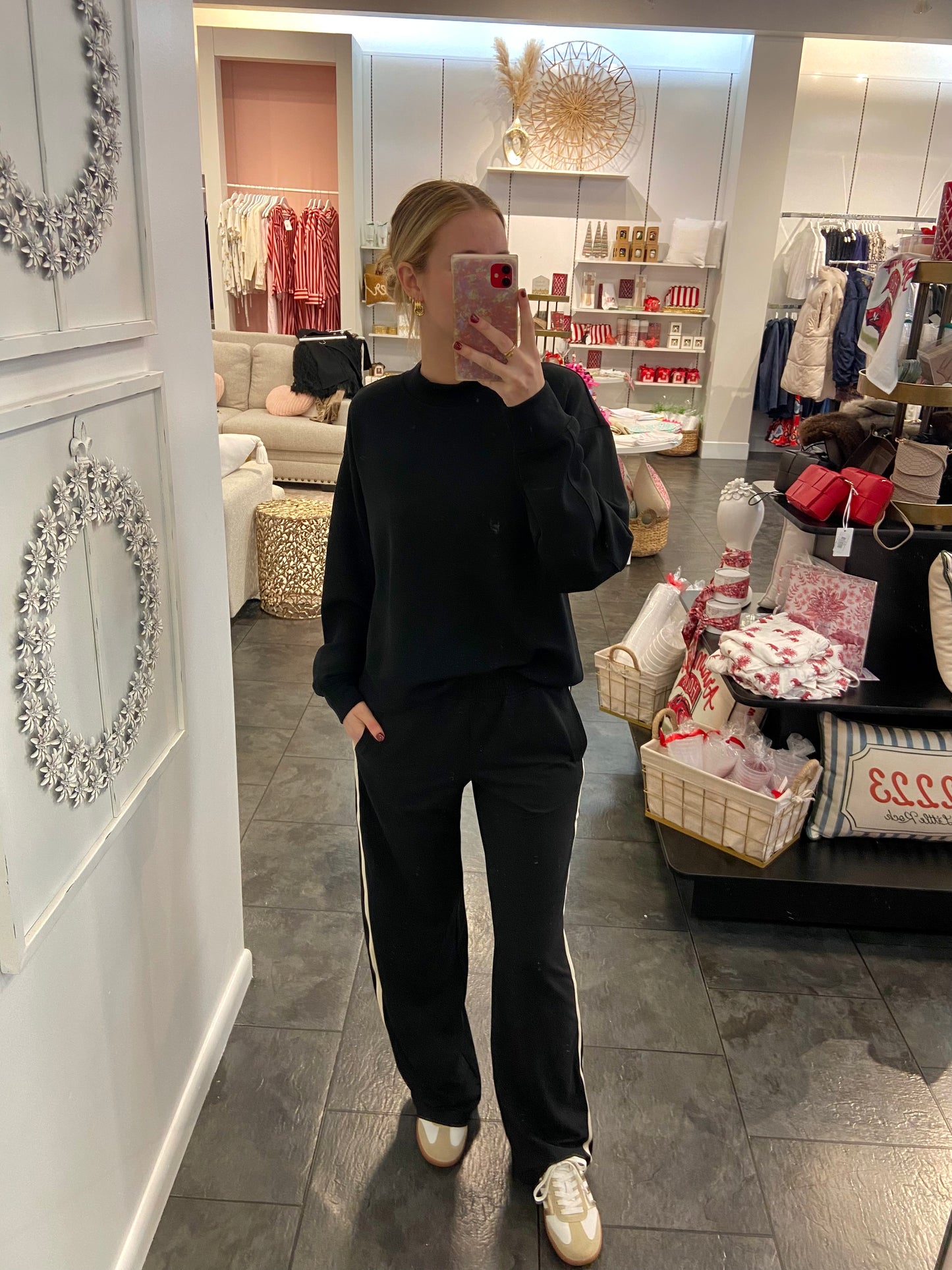 Race Me Stripped Straight Pant Black