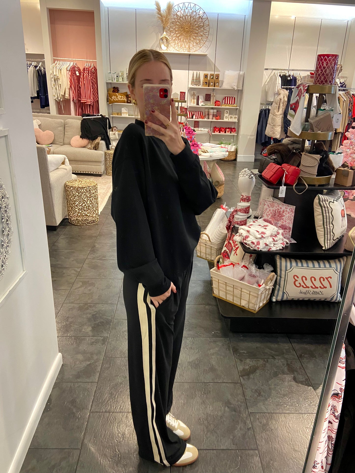 Race Me Stripped Straight Pant Black