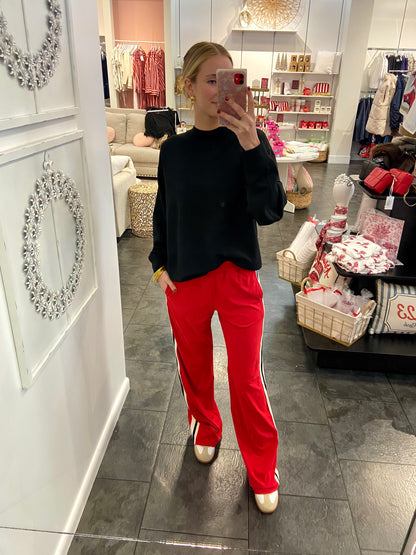 Race Me Stripped Straight Pant Red