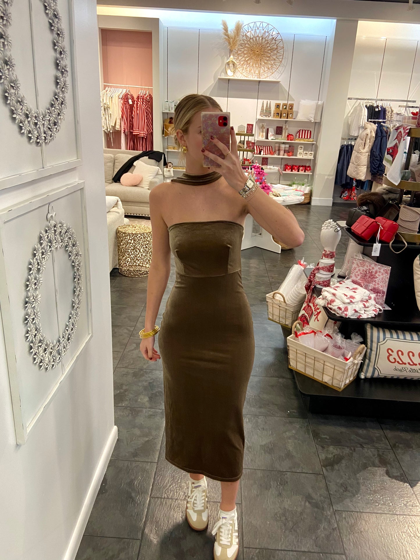 Clara Halter Neck Velvet Dress