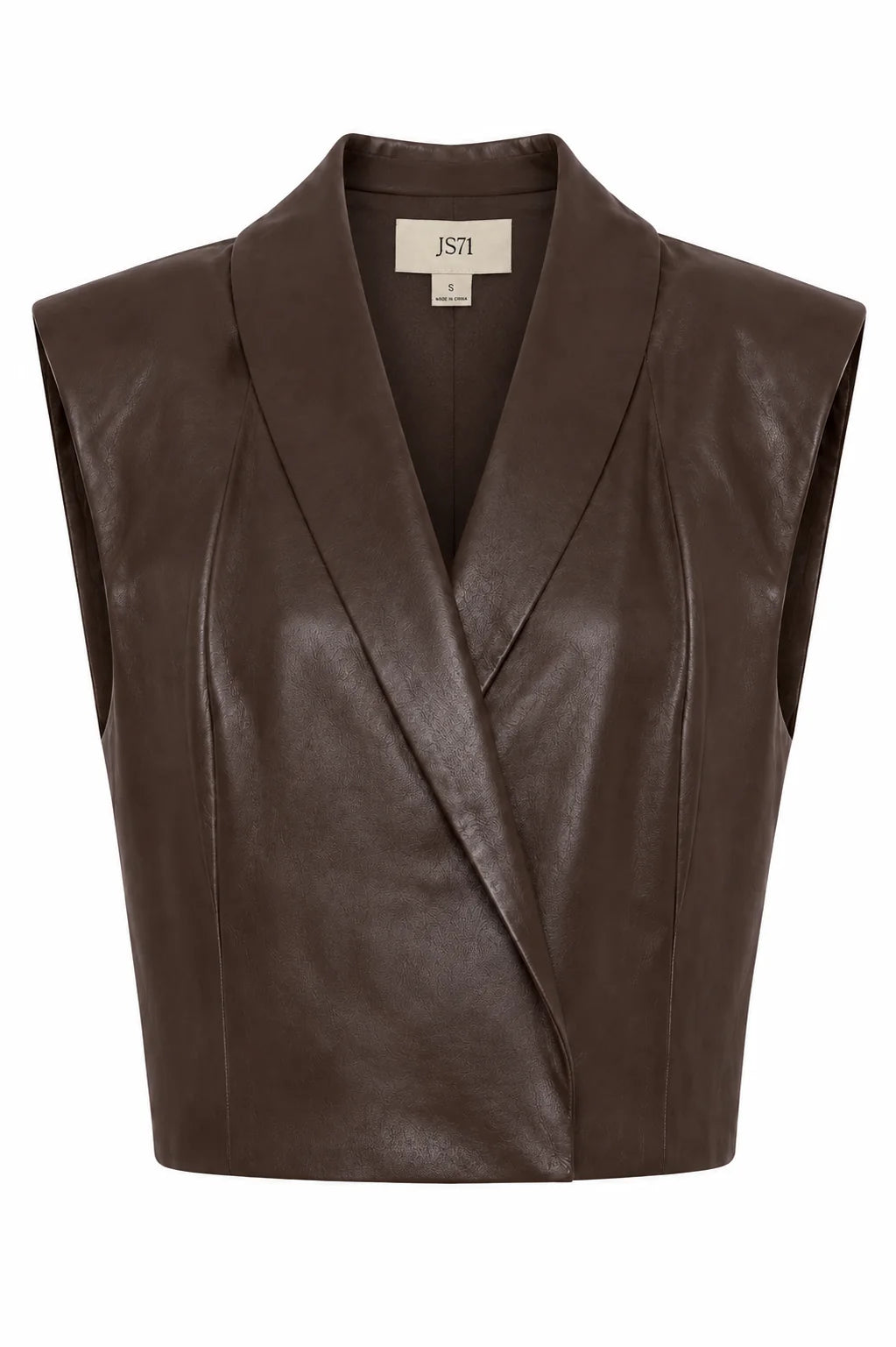 JS71 Mocha Brown Addison Faux Leather Vest