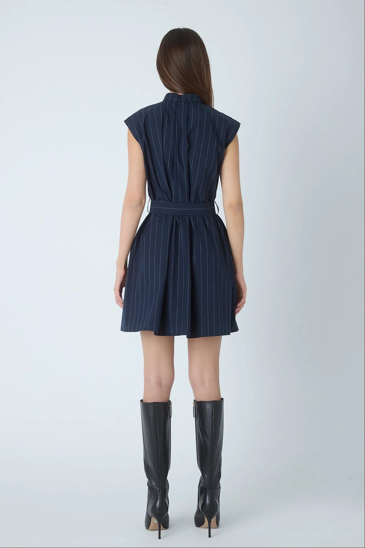 JS71 Navy with White Pinstripe Barbara Dress