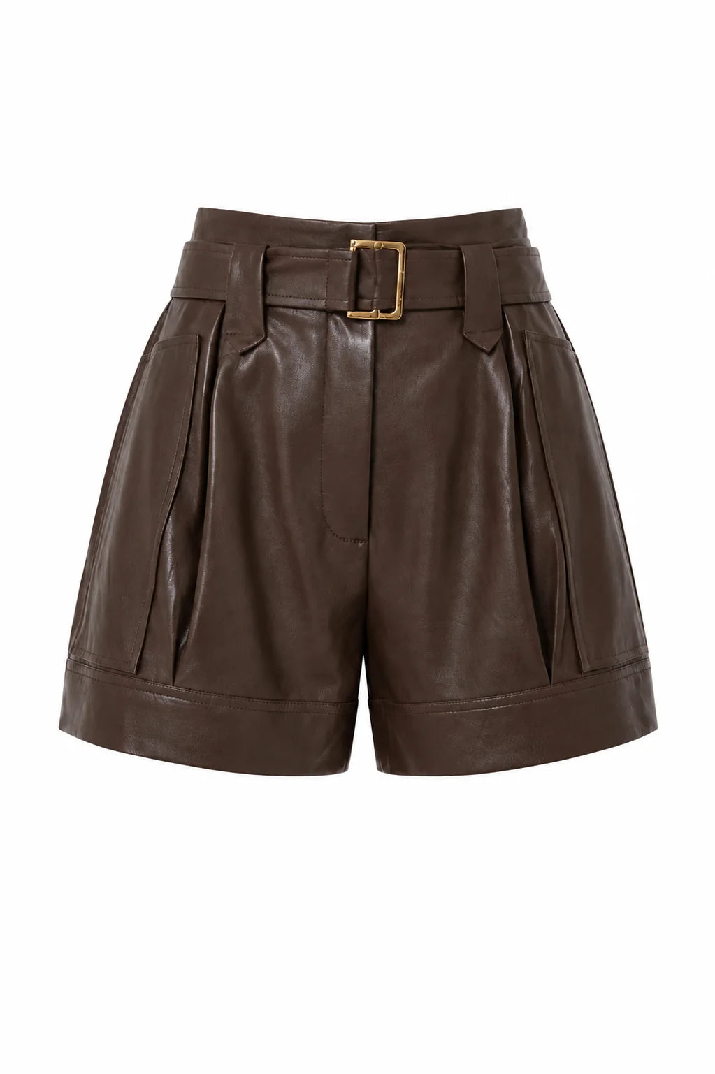 JS71 Mocha Brown Faux Leather Baylor Shorts