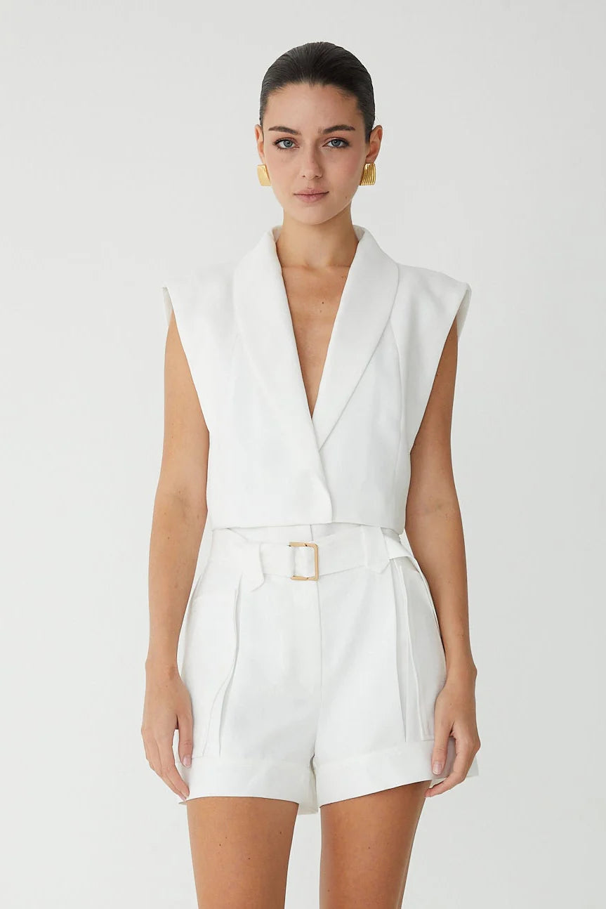JS71 Lourdes White Short Set