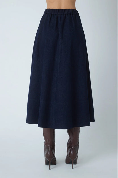 JS71 Navy Fallon Maxi Skirt