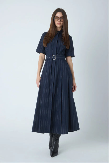 JS71 Navy Pinstripe Lindsay Maxi Dress
