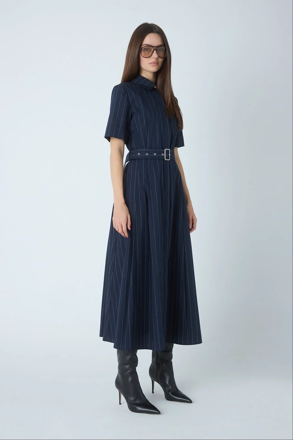 JS71 Navy Pinstripe Lindsay Maxi Dress