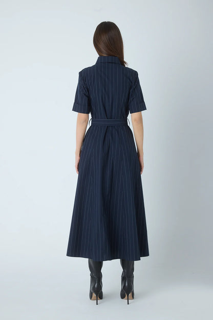 JS71 Navy Pinstripe Lindsay Maxi Dress