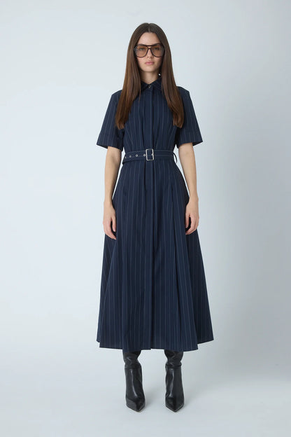 JS71 Navy Pinstripe Lindsay Maxi Dress