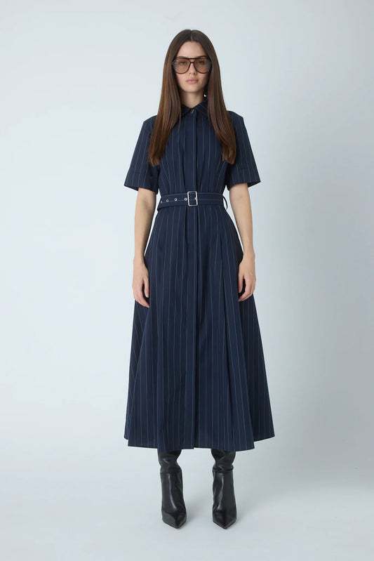 JS71 Navy Pinstripe Lindsay Maxi Dress