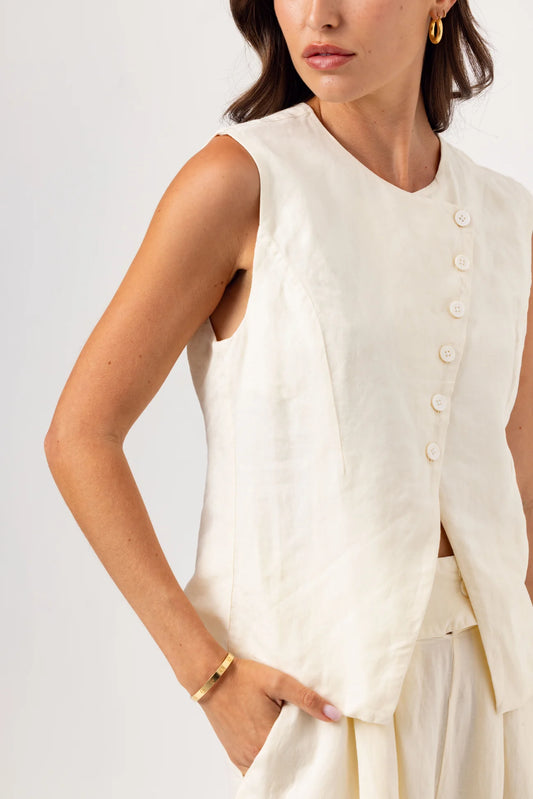SUNDAYS Demin Silken Vest - White