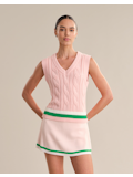 525 Pink Elle Cable V-Neck Vest