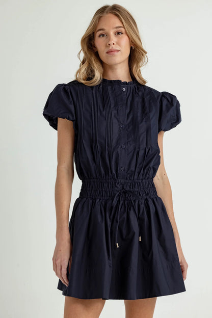 SUNDAYS Navy Cotton Poplin Poppy Dress