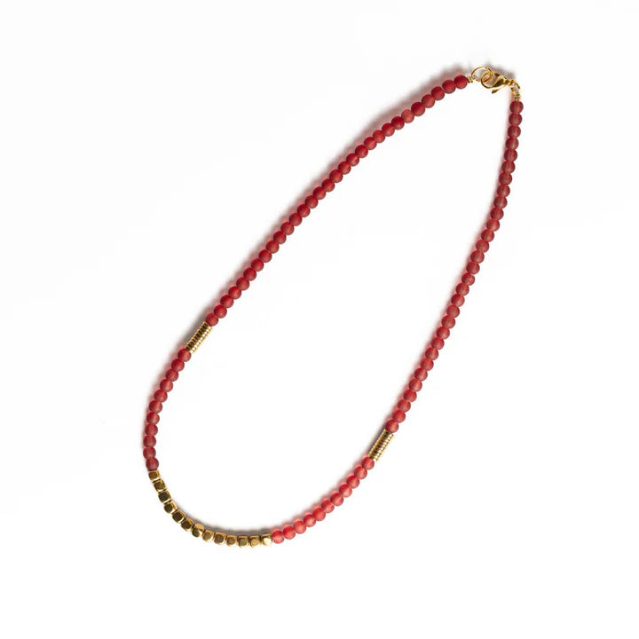 Garnet Hematite Small Bead Necklace